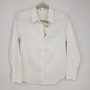3/$25 Ann Taylor Perfect Shirt S Womens Long Sleeve Rhinestone Buttons White